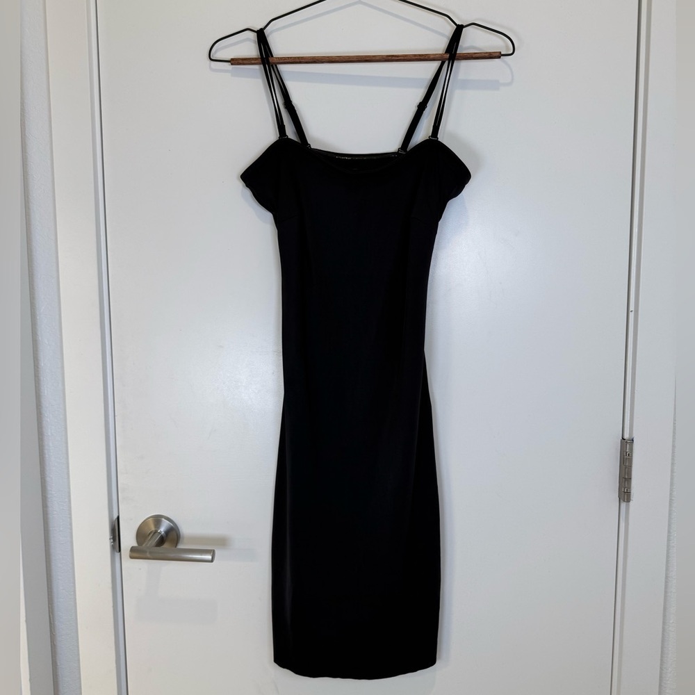 Assets by SPANX Strapless Black Slip Dress Shapewear Waist Control Seamless Sz L
